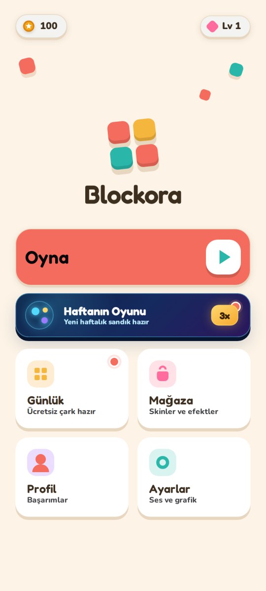 Blockora - Main menu